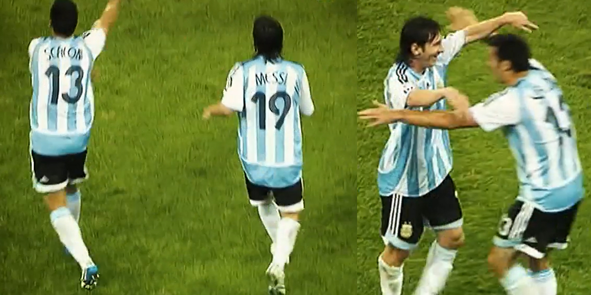Lionel Scaloni jugando en la seleccion