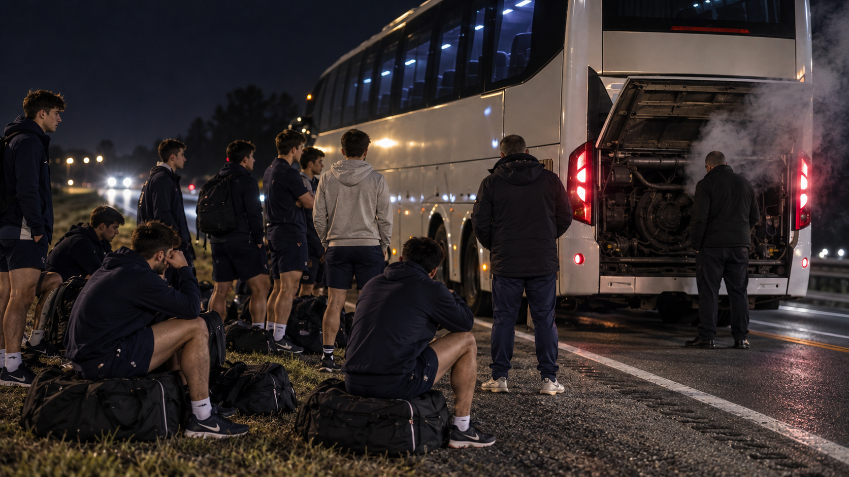 El plantel M19 de Comercial Rugby Club quedó varado en la ruta tras jugar en Bahía Blanca